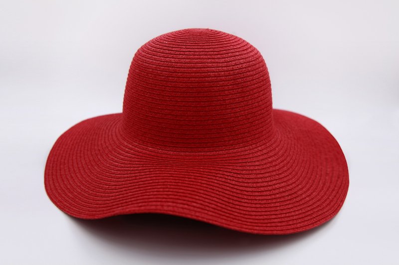 【紙布家】歐式波浪帽(紅色)紙線編織 - 帽子 - 紙 紅色