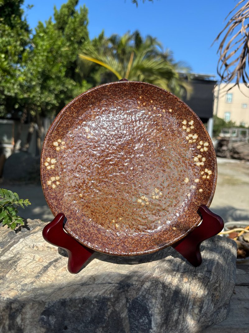 手描き白梅皿 - 皿・プレート - 陶器 カーキ