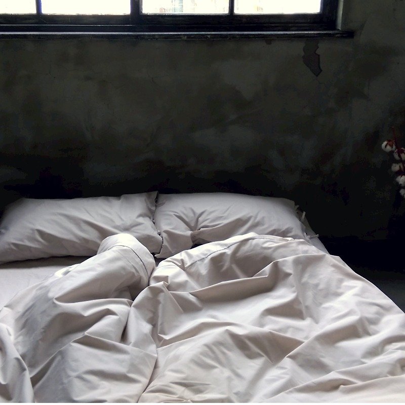 Queen_100% organic cotton bedspreads & pillow case_light beige - เครื่องนอน - ผ้าฝ้าย/ผ้าลินิน สีกากี