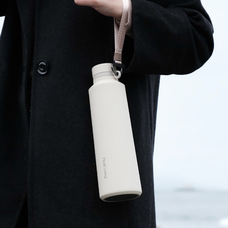 鈦羽瓶 / 米白色 / 純鈦無塗層掛繩保溫瓶800ml - 保溫瓶/保溫杯 - 其他金屬 白色
