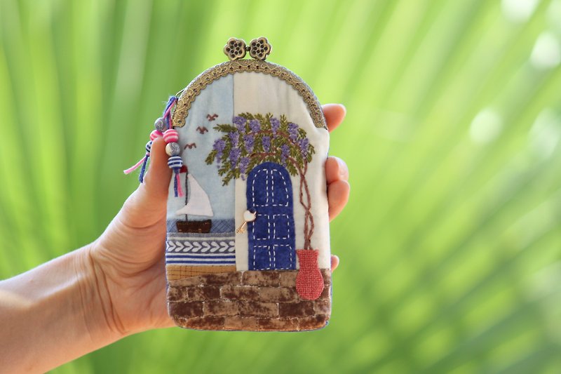 Summer Embroidery Coin Purse Stitched By Hand - 零錢包/小錢包 - 其他材質 