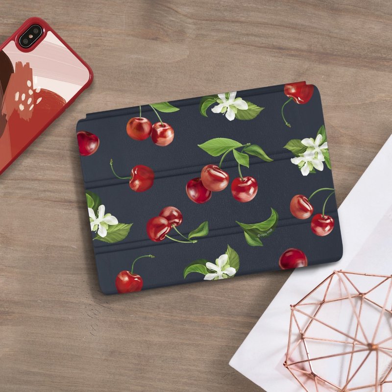 Sweet cherry  ipad case for iPad mini1,2,3,4,5,6/Pro10.5/12.9/Air5/iPad 9 - เคสแท็บเล็ต - วัสดุอื่นๆ สีน้ำเงิน