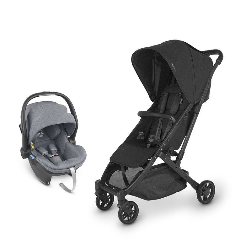 台灣宅配【UPPAbaby】【推車提籃組合】MINU V2黑啞光+藍灰色提藍 - 嬰兒車/嬰兒推車 - 其他材質 黑色