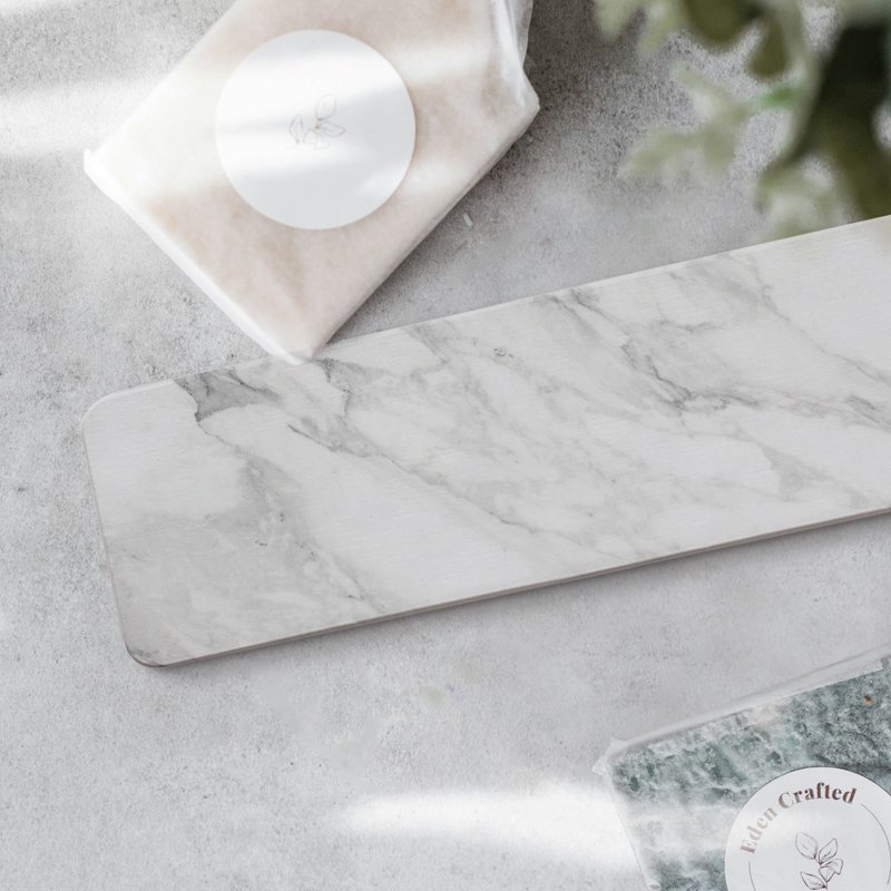 Gray gray white marble. Diatomaceous earth wash pad/soap pad (hard type) - อุปกรณ์ห้องน้ำ - วัสดุอื่นๆ 