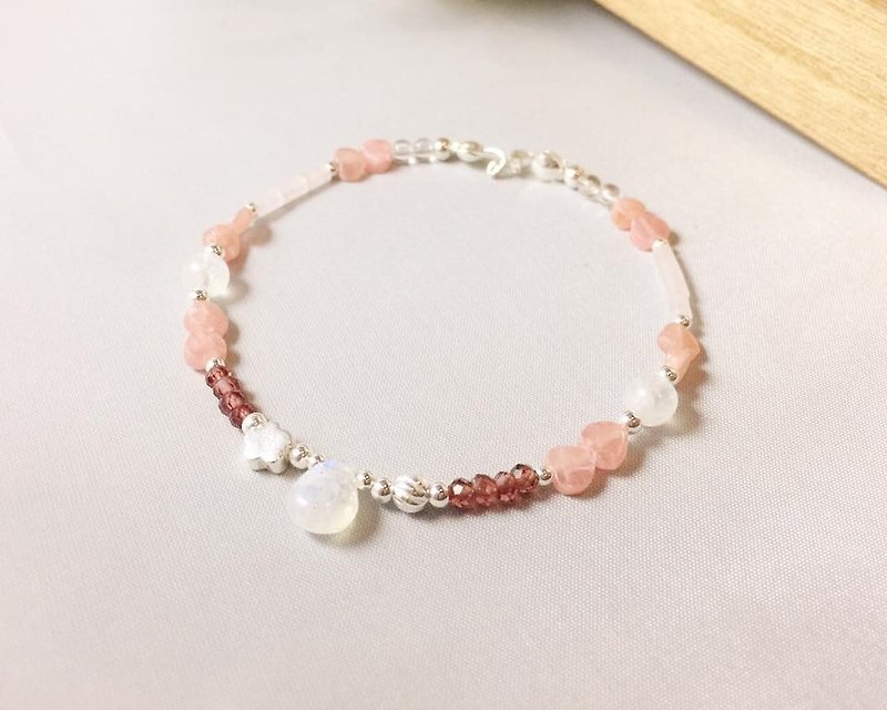 MH series _ custom sterling silver natural stone lovers whisper - Bracelets - Gemstone Pink