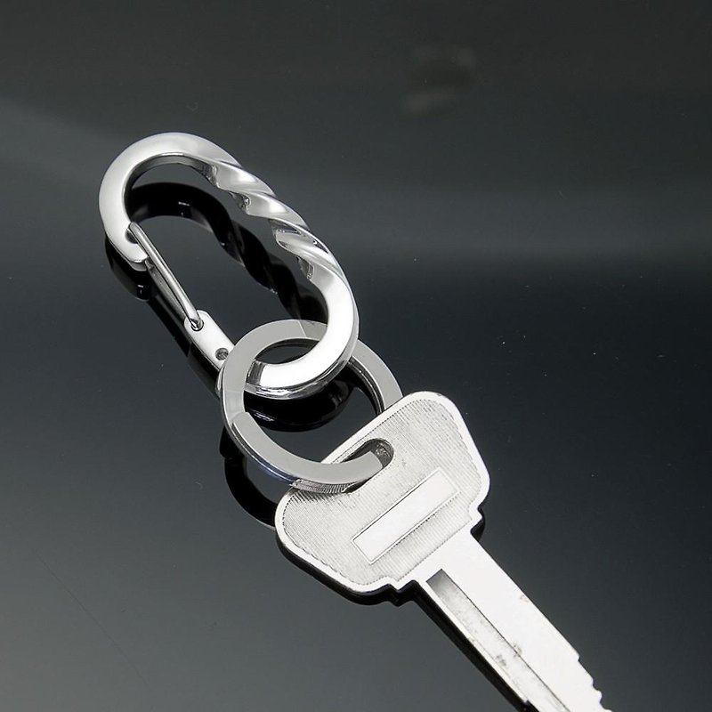 Carabiner Silver Twist Key Ring POSITIONLLK-002sv1 - Keychains - Other Metals 