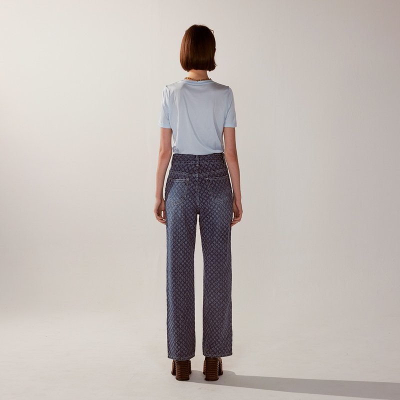 AVVJOY | ジャカード ダメージ ストレート ジーンズ - パンツ レディース - その他の素材 ブルー