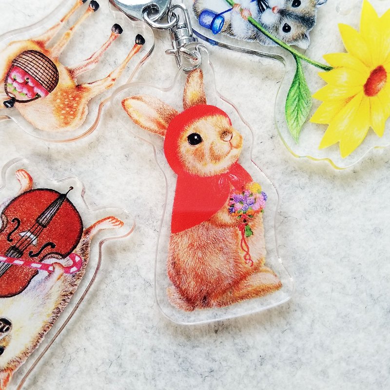 Key Ring-Little Red Riding Hood Bunny - Keychains - Plastic Red