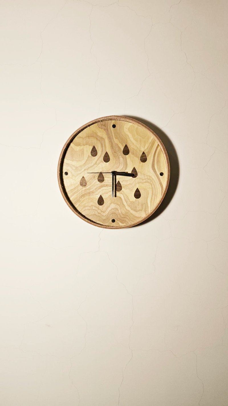 Wood Veneer Leather Frame Wall Clock - Raindrop Series Wood Veneer Leather Frame - Landscape Pattern - ของวางตกแต่ง - ไม้ หลากหลายสี