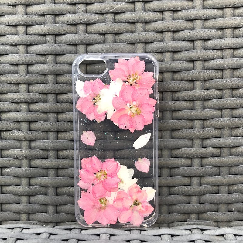 iPhone SE 5S 5 ケース 本物のお花使用 スマホケース ピンク 押し花 001 - スマホケース - 寄せ植え・花 ピンク