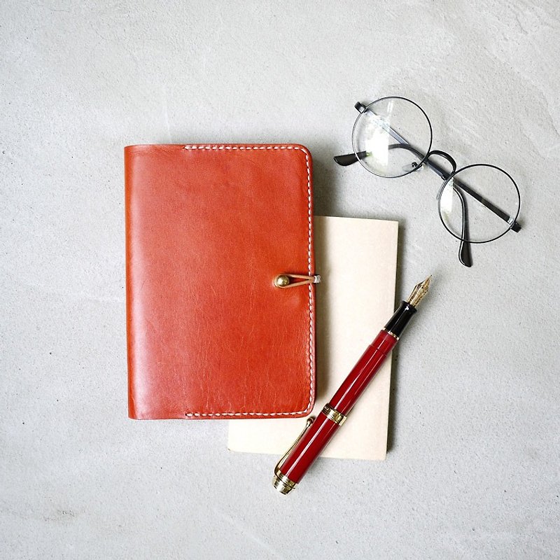 Hand-held vegetable-tanned leather notebook/book cover (approximately A6 size, 50K) - Notebooks & Journals - Genuine Leather 