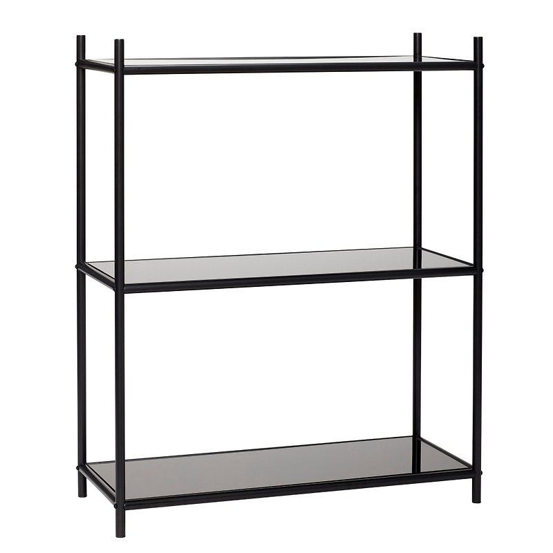 【Hübsch】－020903 Simple black glass plate shelf display rack - Bookshelves - Other Metals Black