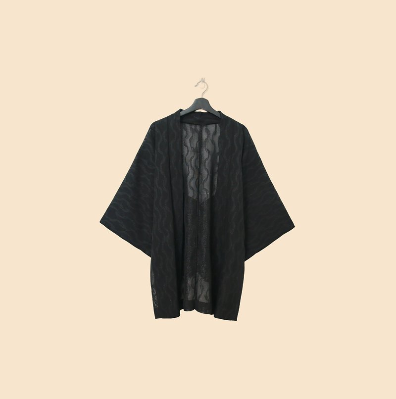 Back to Green-Japanese transparent haori small glitter embellishment chain/vintage kimono - Women's Casual & Functional Jackets - Cotton & Hemp 