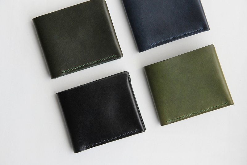 Leather Wallet – Black,Dark Green - กระเป๋าสตางค์ - หนังแท้ สีดำ
