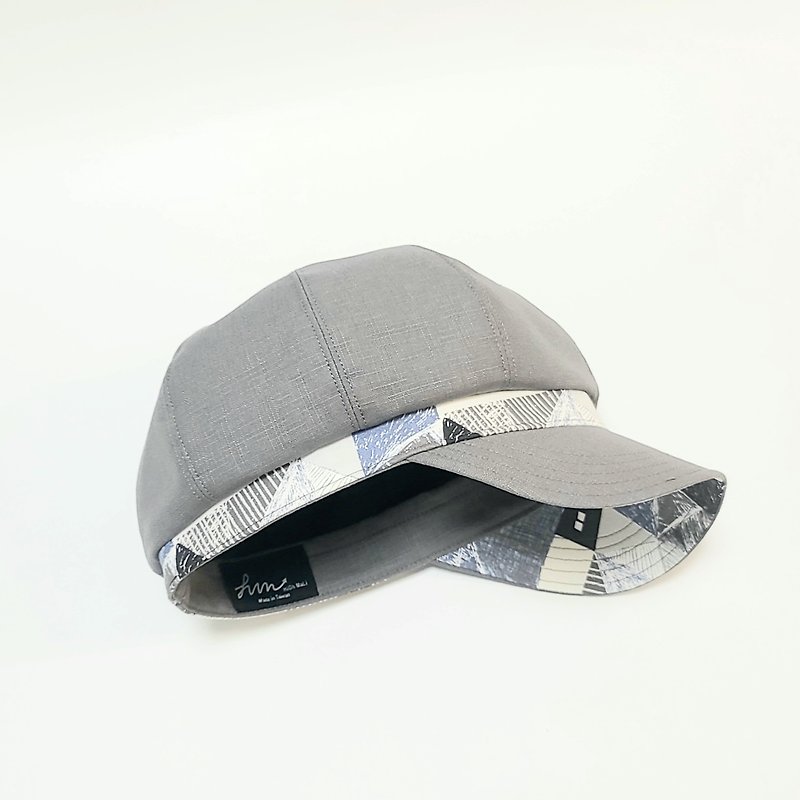[HiGh MaLi] Japanese patchwork/wide brim/newsboy hat/gray spell Yoshimoto Yumi hand-painted Japanese cloth - หมวก - ผ้าฝ้าย/ผ้าลินิน สีเทา