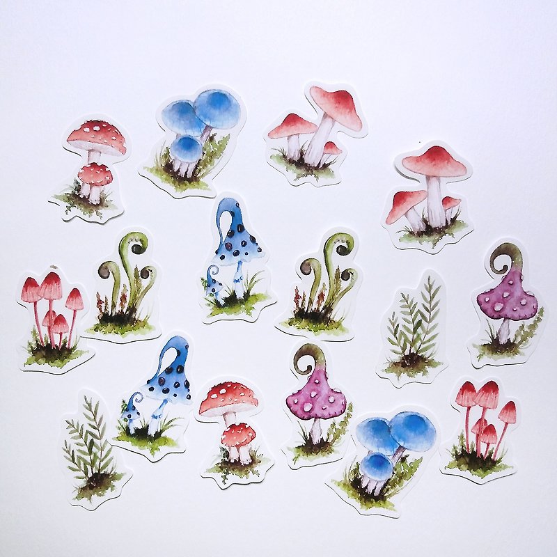 Hand-painted mushroom stickers - Stickers - Paper 