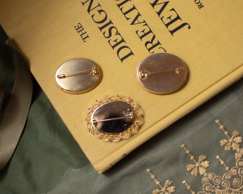 イタリアアンティーク マイクロ象嵌モザイク 伝統工芸 花柄小判