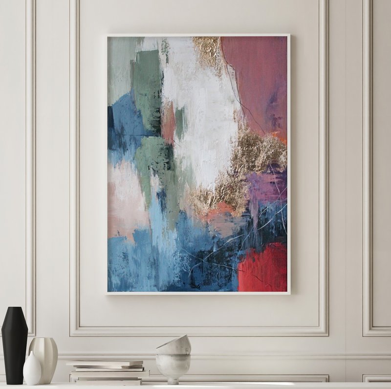 Pink Abstract Painting | Pink and White Abstract | Pink brume - 壁貼/牆壁裝飾 - 棉．麻 粉紅色