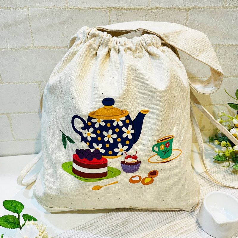 Come and be lazy! Take it with you on the go, original color canvas drawstring bag - กระเป๋าถือ - วัสดุอื่นๆ 