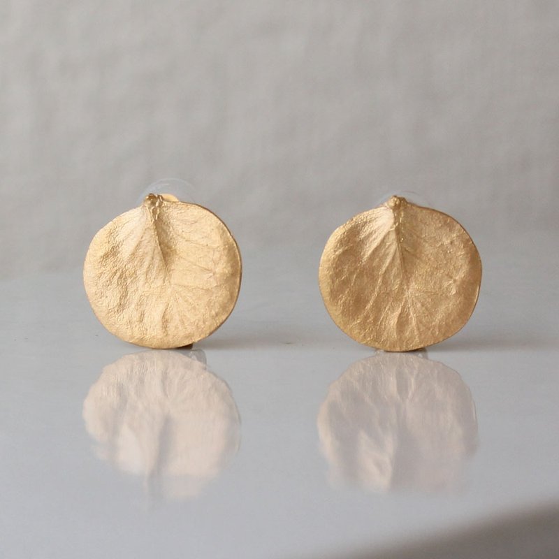 Eucalyptus clip on earrings - ต่างหู - เงินแท้ สีทอง