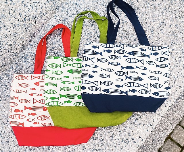 手作りトートバッグ-魚 - ショップ meitzutzu トート・ハンドバッグ 