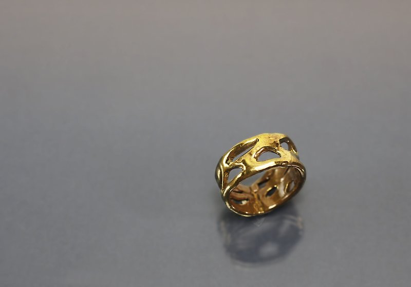 Texture Series - Irregular Bronze Ring - แหวนทั่วไป - ทองแดงทองเหลือง สีน้ำเงิน