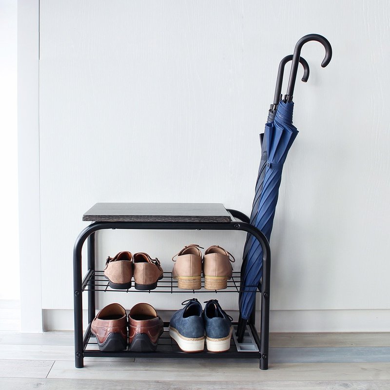 Dark wood grain shoe chair umbrella stand/home storage - Wardrobes & Shoe Cabinets - Other Metals Black