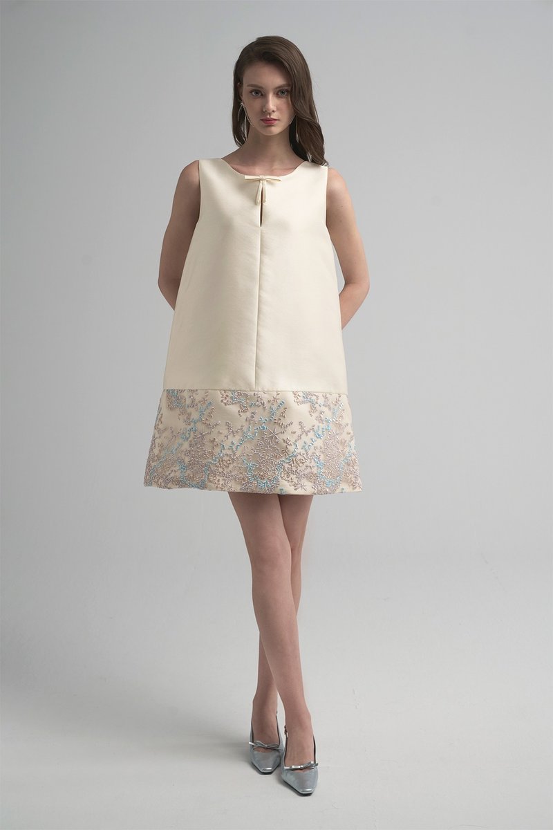 Calypso典雅芳華蝴蝶結雙緞洋裝 - 洋裝/連身裙 - 其他人造纖維 金色