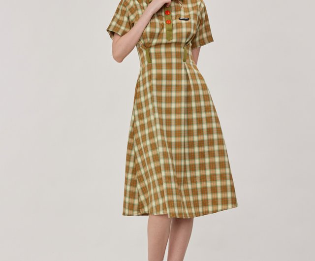 Yellow Plaid Dress | Vintage Ralph Lauren Dress | Plaid Swing Dress