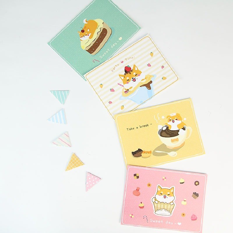 i mail明信片-柴犬 甜點的浪漫史系列 請記得備註想要的樣式  - 卡片/明信片 - 紙 粉紅色