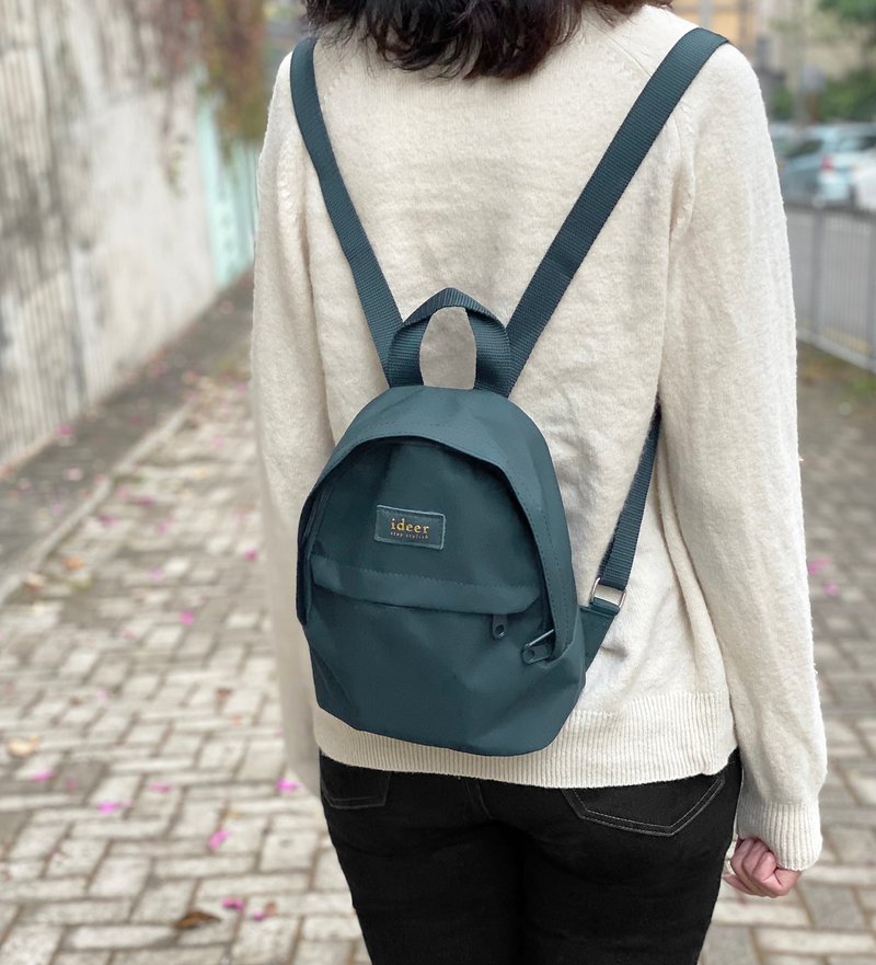 Kayla water-repellent nylon lake Teal mini backpack ultra-light backpack school bag - กระเป๋าเป้สะพายหลัง - วัสดุอื่นๆ สีน้ำเงิน