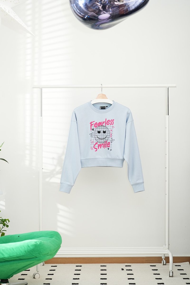 Toby Black FEARLESS SMILE Corp Sweatshirt - Women's Tops - Cotton & Hemp Blue