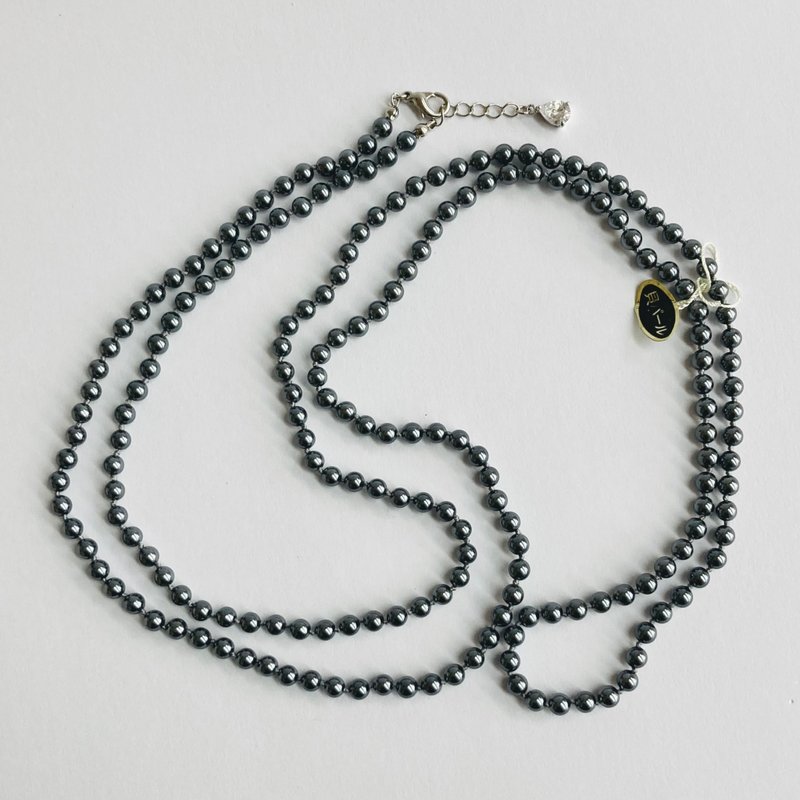 貝ベビーパール2Wayロングオールノットネックレス/約5mm約123cm/ブラックパール/R/made in japan - ネックレス - シェル ブラック