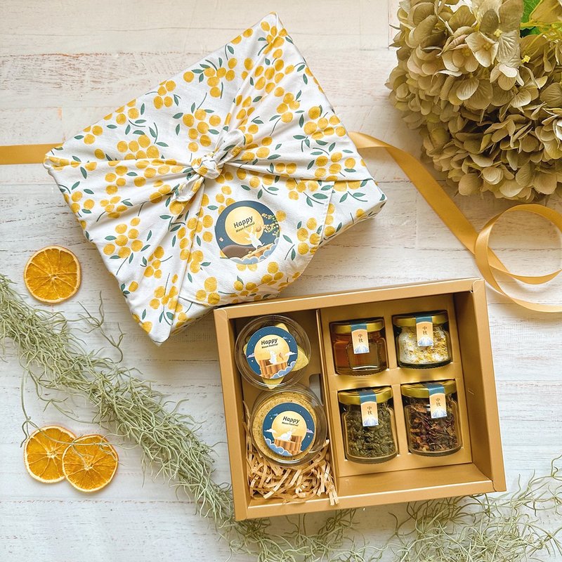 Early bird price [Mid-Autumn Festival Gift Box] Tea Biscuit Honey Reunion Furoshiki Gift Box | 15% off for bulk purchases | - คุกกี้ - อาหารสด หลากหลายสี