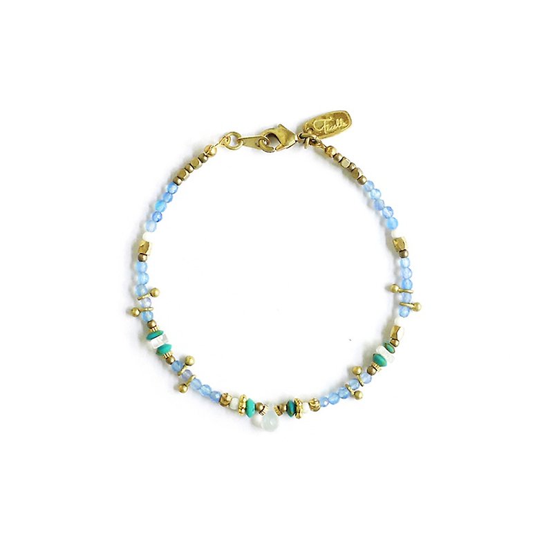 Positive energy x topaz Stone moonstone albino stone 18K Stone[romantic preview] bracelet - Bracelets - Gemstone Blue
