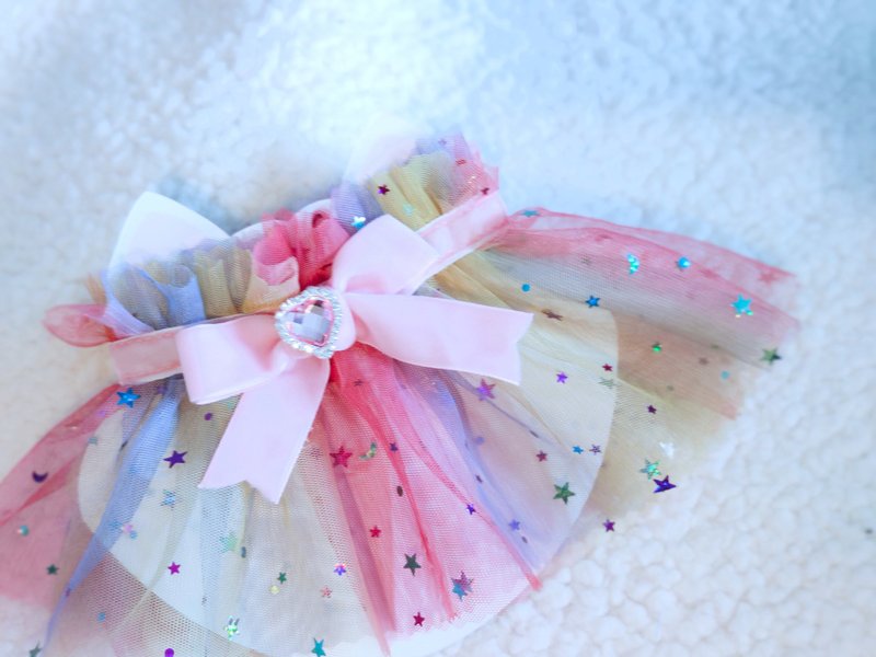 彩色彩虹色 輕薄紗 造型頸飾 頸項 collar - 寵物衣服 - 棉．麻 粉紅色