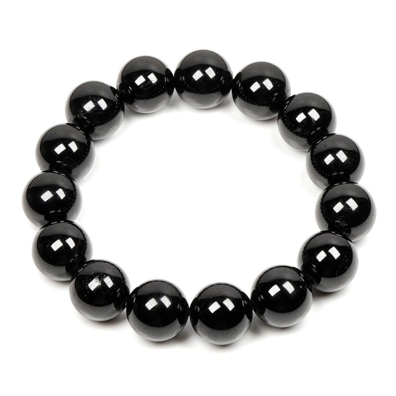 Black Tourmaline 14mm Bracelets - สร้อยข้อมือ - เครื่องประดับพลอย หลากหลายสี