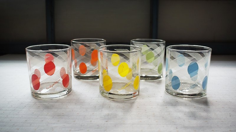 早期カップ - ハッピーカラー - 小さな（カトラリー/フリーマーケット/古い材料/幾何学/少し/ガラス） - 急須・ティーカップ - ガラス 多色