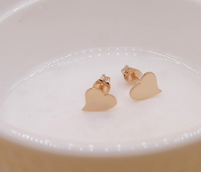 Handmade HEART EARRING - PINK GOLD PLATED ,Little Me by CASO jewelry - 耳環/耳夾 - 其他金屬 粉紅色