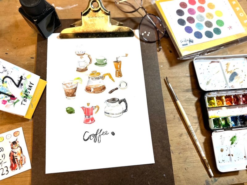 Wenqing Coffee Souvenirs/Watercolor Rendering#Beginner-Teacher Hazel - Illustration, Painting & Calligraphy - Paper 