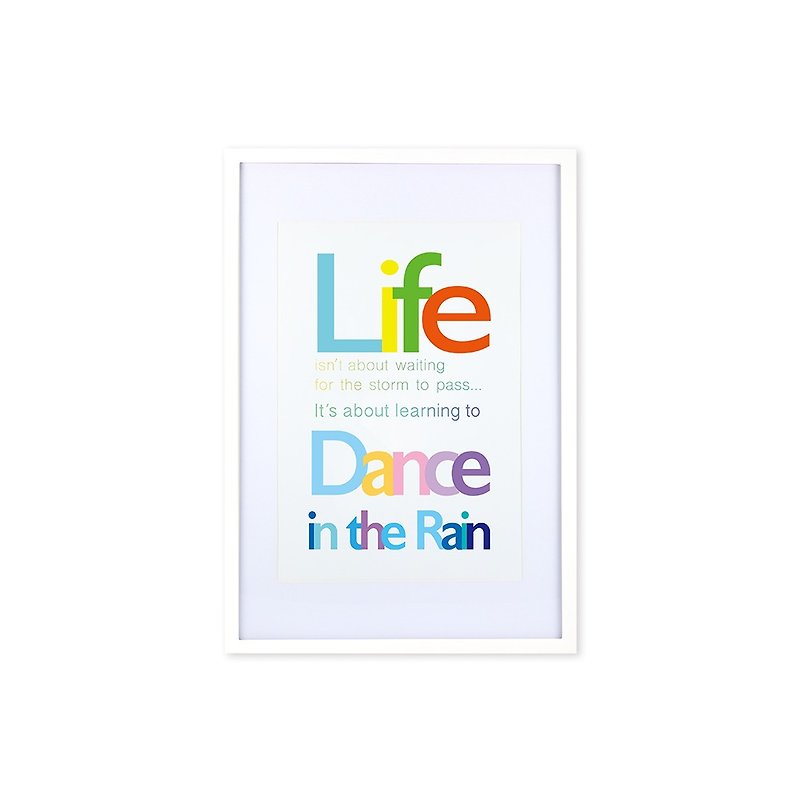 iINDOORS Decorative Frame - Quote Series DanceInTheRain -White 63x43cm Homedecor - Picture Frames - Wood Multicolor