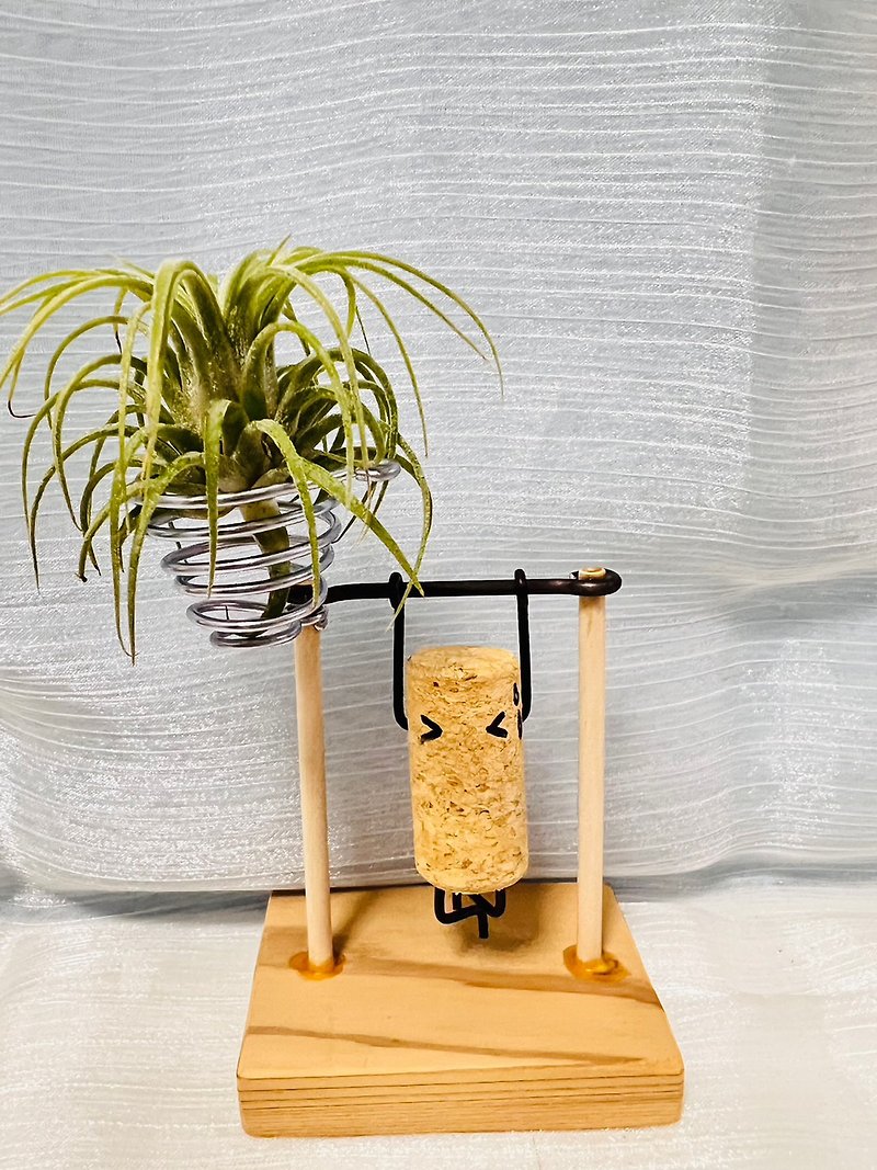 創意空鳳架  吊單槓造型 辦公室 桌上展示 - 植物/盆栽/盆景 - 木頭 咖啡色