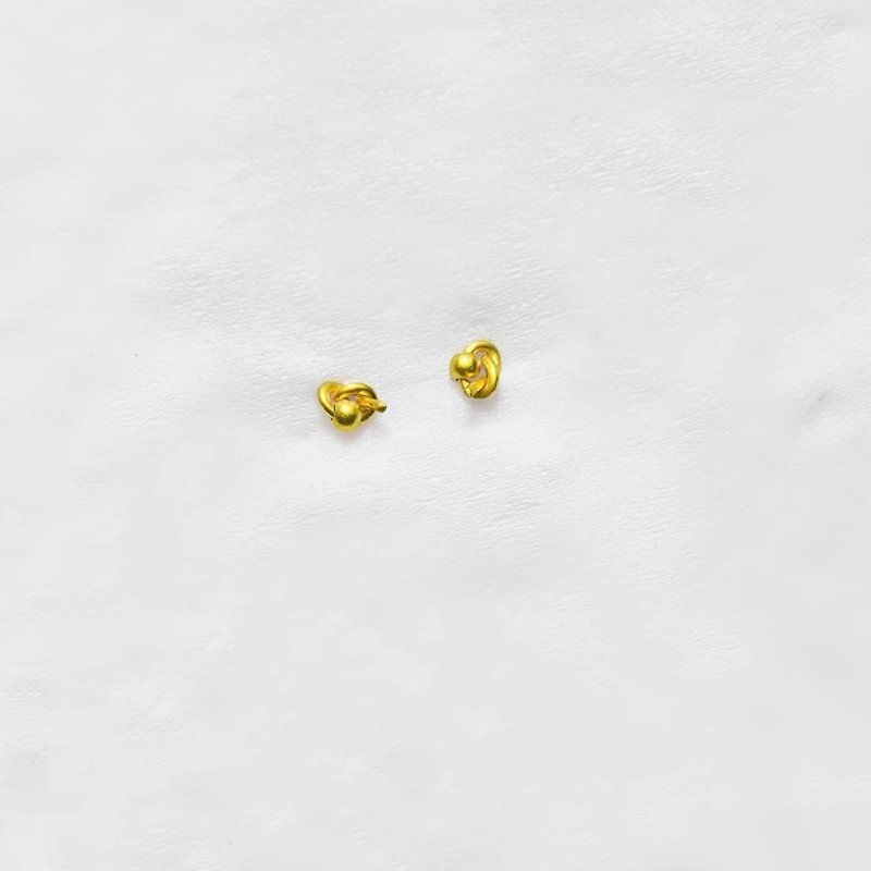 Handmade with love, pure gold, pure gold, 24K gold earrings, mini small earrings, hypoallergenic - Earrings & Clip-ons - Other Materials 