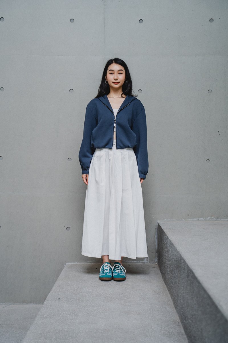 藍色寬鬆帽外套 BLUE OVERSIZED HOODED JACKET - 女大衣/外套 - 棉．麻 藍色