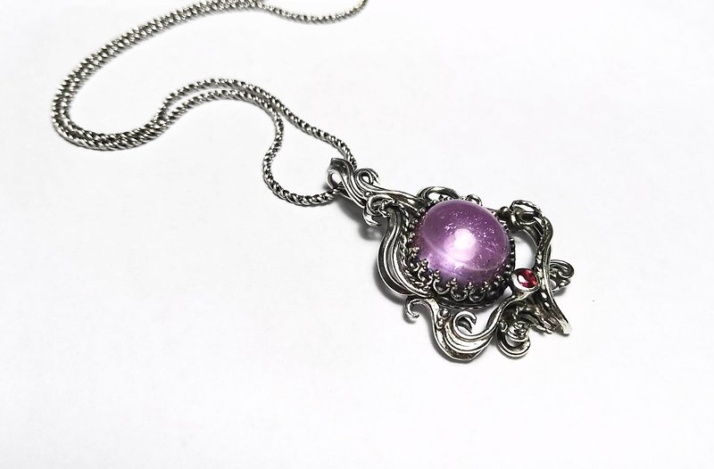 <gem series> Confucius design pendant - Necklaces - Gemstone Purple