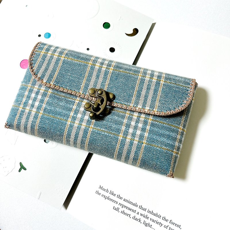 wallet .L _ Vintage Blue Check - 銀包 - 其他材質 藍色