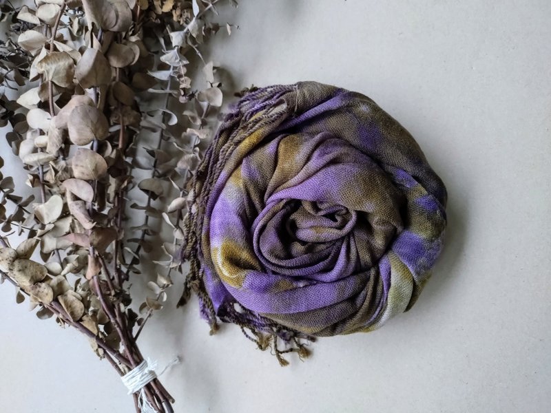 Zhiran Life-Natural plant-dyed wool scarf/garden - Scarves - Wool 