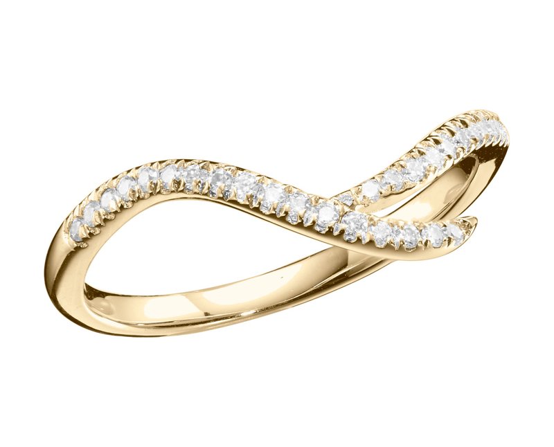 密釘鑲鑽石14k黃金結婚戒指 非傳統植物戒指 另類樹枝形求婚戒指 - 對戒 - 鑽石 金色