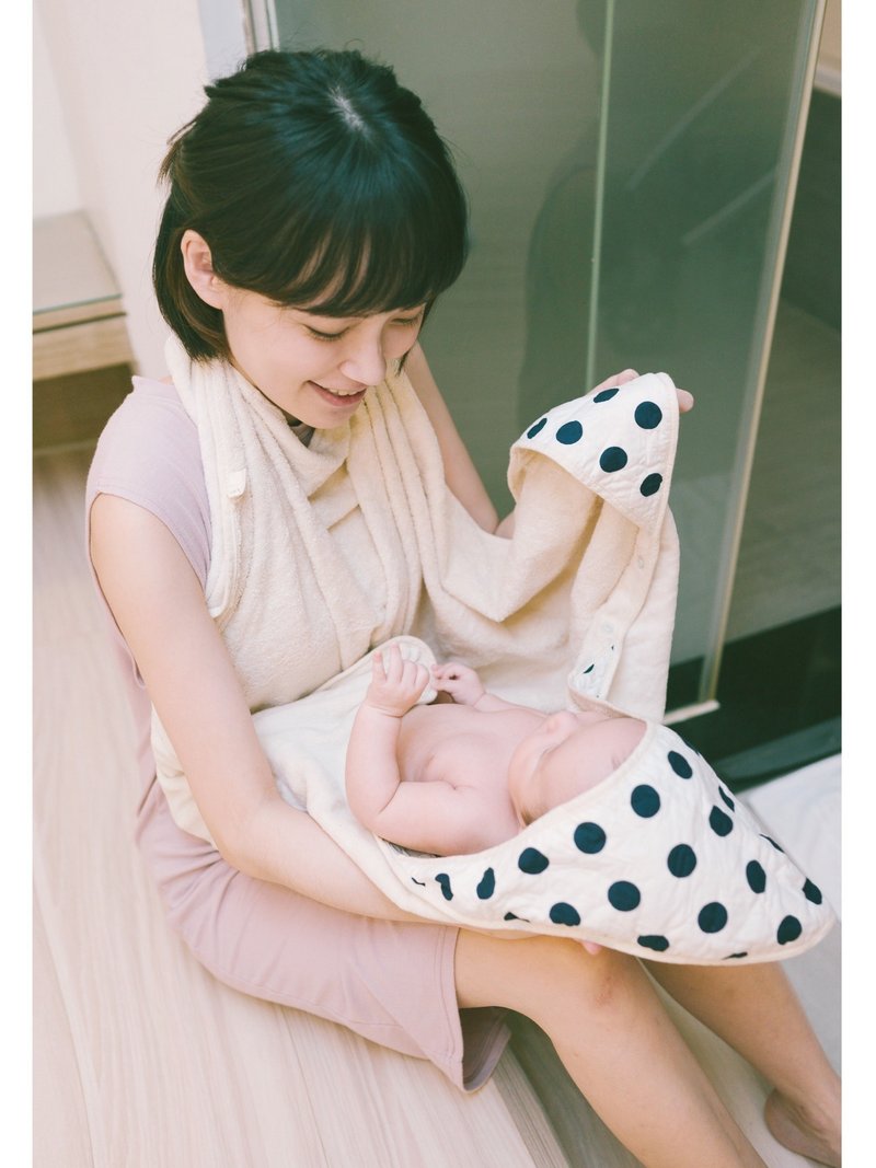 nizio小蘑菇原棉紗成長浴巾/浴袍-大藍點點 彌月禮 新生兒 - 嬰兒/兒童泳衣 - 棉．麻 