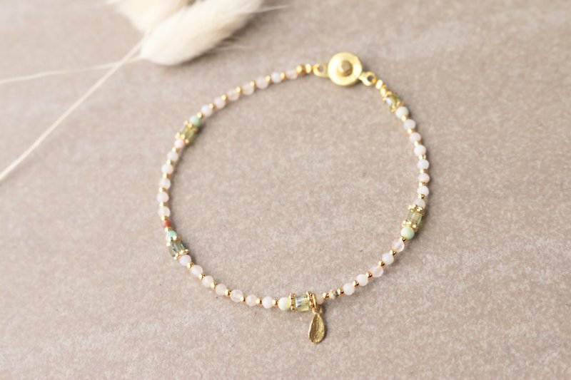 Pink crystal bracelet 0616-love - สร้อยข้อมือ - เครื่องเพชรพลอย สึชมพู
